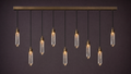 Ten crystal drops in two rows from a long bronze ceiling bar